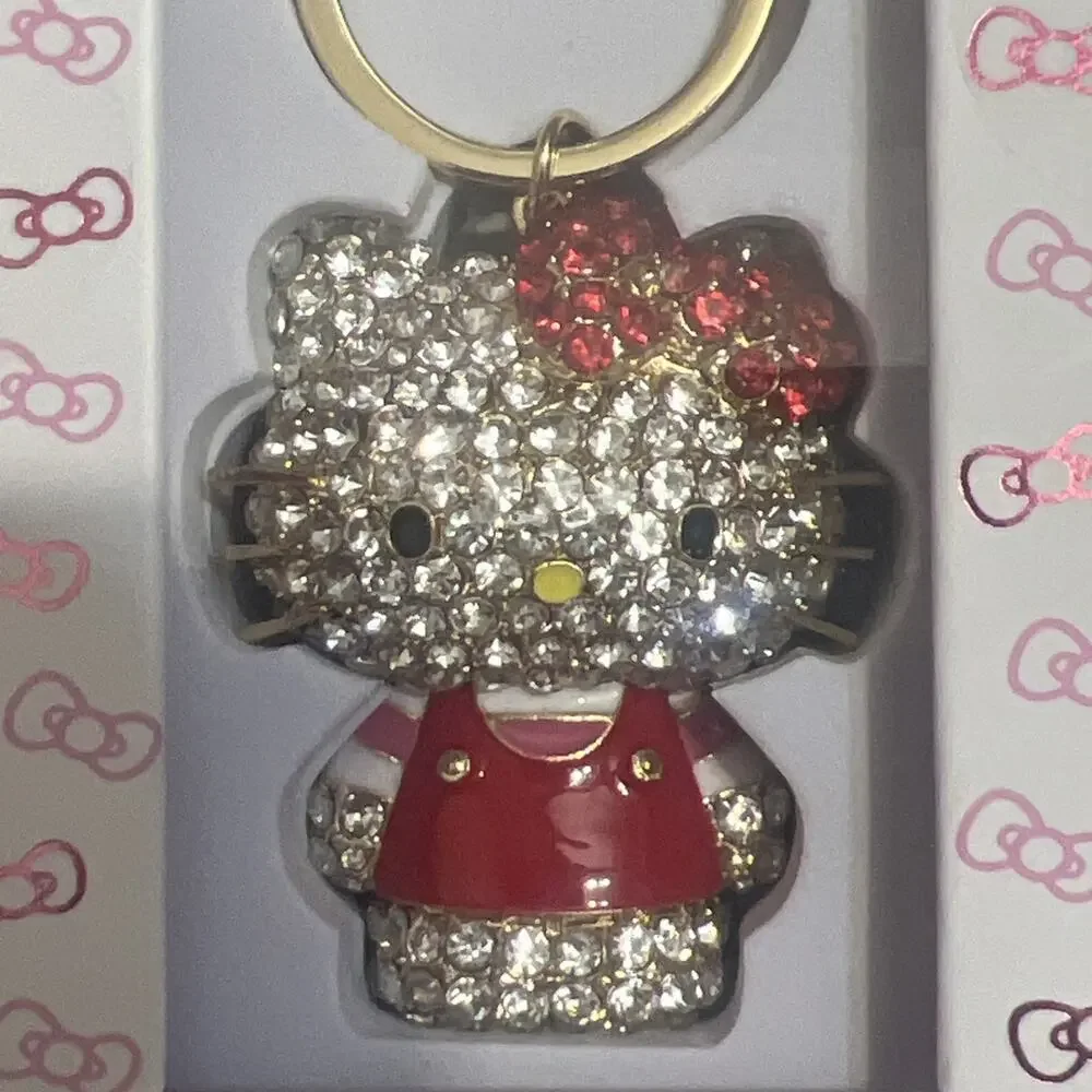Hello Kitty Crystal Rhinestone Key Chain Key Ring Handbag Charm Jewelry Bling